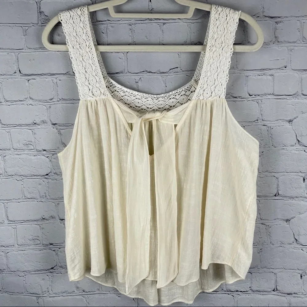 MADEWELL lightweight cotton blend beige crochet tie-back tank top, size XL - Picture 9 of 16